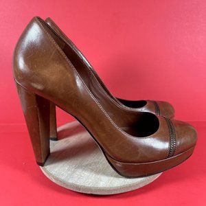 Cole Haan Women's Brown & Zippers Round Toe Cone Heel Pumps Shoe Size 8.5